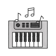 Synth console with notes vector illustration design
