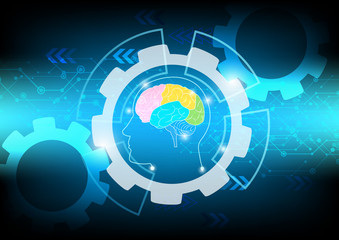 Abstract brain wave concept on blue background technology