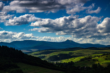Background landscape with Ukrainian Carpathian Mountains in the Pylypets