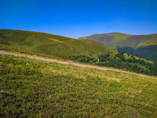 Background landscape with Ukrainian Carpathian Mountains in the Pylypets