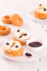 Zeppole with pastry cream. 