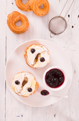 Zeppole with pastry cream. 
