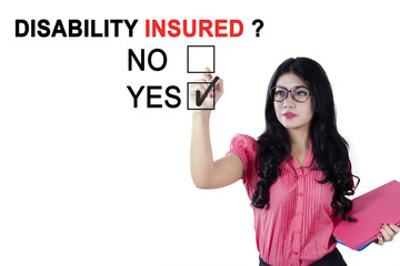 Female worker with question of disability insured