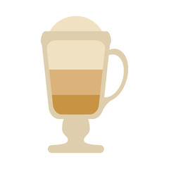 coffee beverage with foam in glass cup icon image vector illustration design 