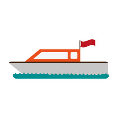 boat with flag icon image vector illustration design 