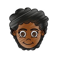 girl dark skin happy child icon image vector illustration design  sketch style