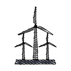 wind turbines icon image vector illustration design  sketch style