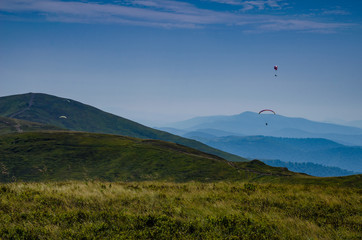 Fototapeta na wymiar Background landscape with Ukrainian Carpathian Mountains in the Pylypets