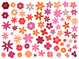 vector big set of silhouette flowers