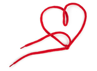 Heart of a red  shoelace