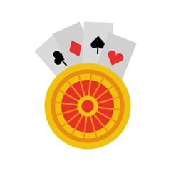 Casino roulette with poker cards vector illustration design