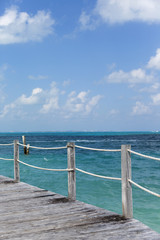 View to the sea from the wooden pier.