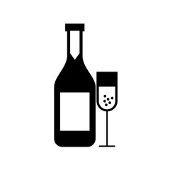 wine bottle and cup vector illustration design