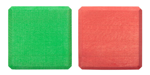 Blank green and red wooden blocks