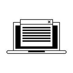 laptop computer with web page on screen icon image vector illustration design 
