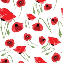 Wall murals Poppies Red poppies seamless pattern