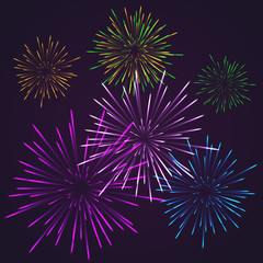 illustration of a multi-colored fireworks on a dark background