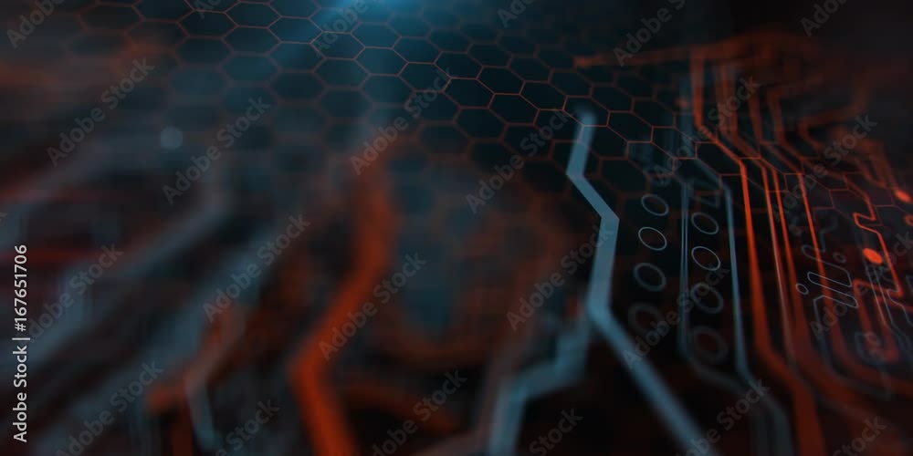 Poster terminal video. technology background. circuit board futuristic server code processing. pcb, code, h
