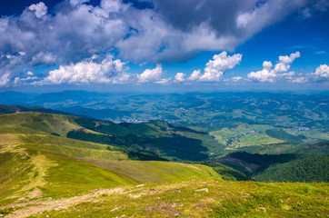 Background landscape with Ukrainian Carpathian Mountains in the Pylypets