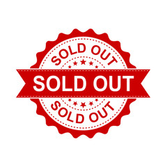 Sold out grunge rubber stamp. Vector illustration on white background. Business concept sold stamp pictogram.