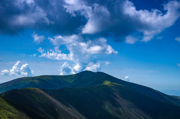 Background landscape with Ukrainian Carpathian Mountains in the Pylypets