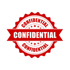 Confidential grunge rubber stamp. Vector illustration on white background. Business concept confidential secret stamp pictogram.