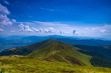 Obraz na płótnie Canvas Background landscape with Ukrainian Carpathian Mountains in the Pylypets
