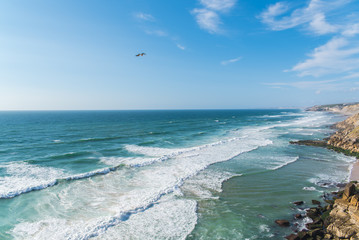 Atlantic coast in Portugal, the sea seen cliffs
