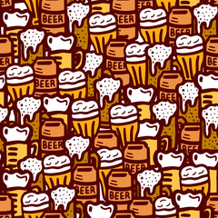 hand drawn beer seamless background