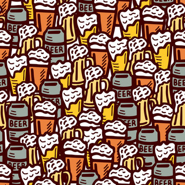 hand drawn beer seamless background