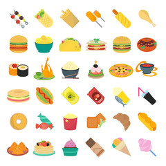Set Vector Illustration of Fast Food