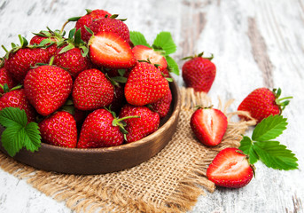 Bowl with fresh strawberries