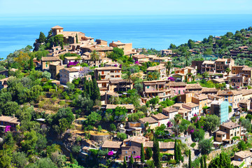 Historic village of Deia on the island of Majorca in Spain - 167654395
