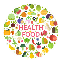 Vector Mix Fruits and Vegetables Banner with Place for Text