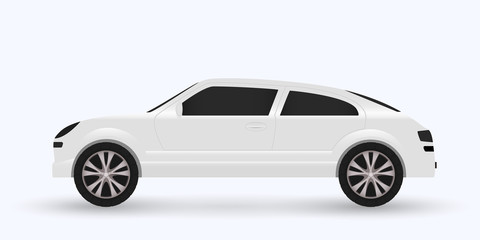 White sports car isolated on white background. Vector illustration.