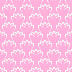 Fototapeta premium Vector seamless floral geometric pattern. White lilies on a pink background