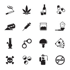 Drug icons, mono vector symbols - obrazy, fototapety, plakaty