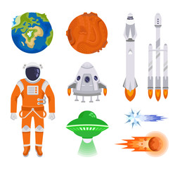 Set of vector elements of space. © M.Style
