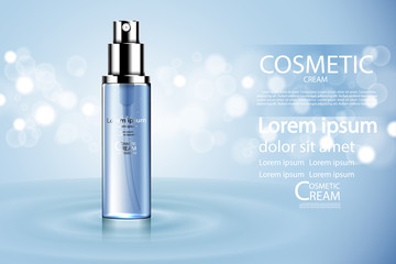Luxury cosmetic Bottle package skin care cream, Beauty cosmetic product poster, with Bokeh background