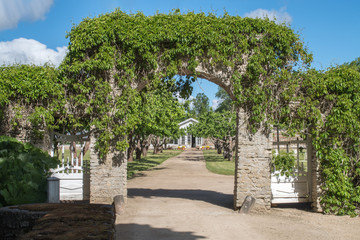 Gate of old garden. summer