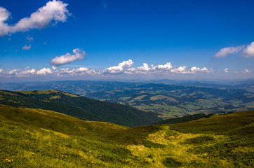 Obraz na płótnie Canvas Background landscape with Ukrainian Carpathian Mountains in the Pylypets
