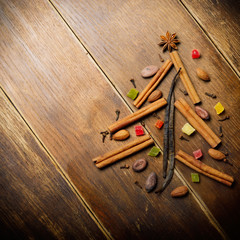 Christmas backround made of spices