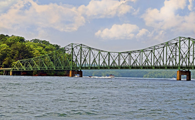Metal Bridge over a Lake