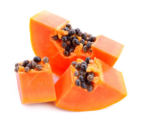 Ripe papaya isolated on white background