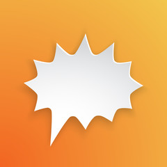 Vector illustration. Comic speech bubble for scream at rounded barbed shape in paper version. Empty shape in flat style for chat dialogs. Isolated on orange background
