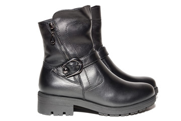 Female autumn leather boots