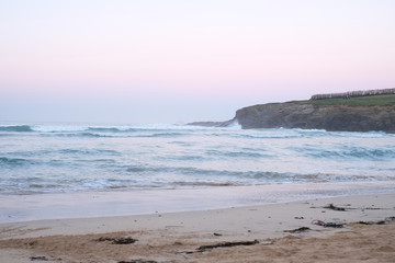 winter sunset over cornish seas