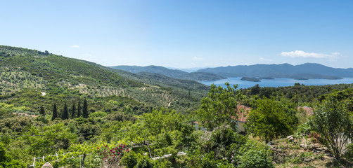 Fototapeta na wymiar Panoramic view of Milina village, Pellion, Greece