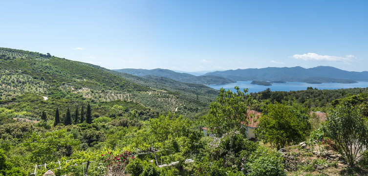 Panoramic view of Milina village, Pellion, Greece