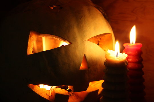 Heluin concept. A small pumpkin smiling
